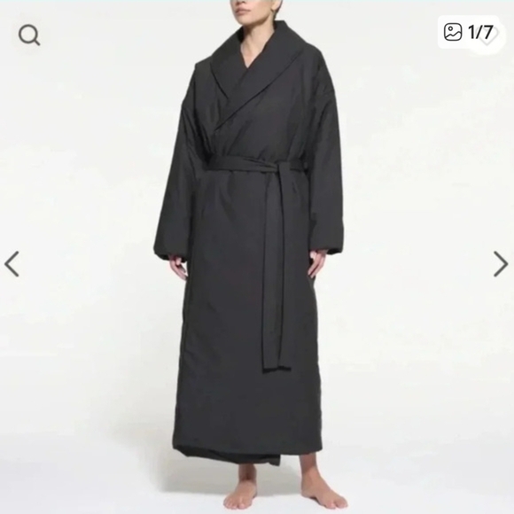 SKIMS Jackets & Blazers - See VIDEO SKIMS Duvet Robe Black Onyx NWT And Bag! Fits Up To Size Large